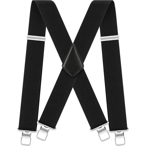 Mens Heavy Duty Suspenders with Strong Clips Elastic Y Back Braces 2 Inch - Picture 1 of 7